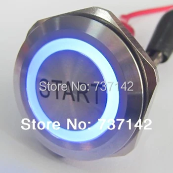 Антивандальный кнопочный выключатель ELEWIND 30 мм из нержавеющей стали с символом ЗАПУСКА (PM301F-11E/B / 12V / S с символом запуска)