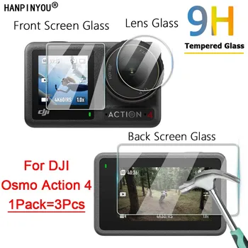3в1 Для DJI Osmo Action 4 3 Прозрачный Ультратонкий Объектив камеры с Полным Покрытием/ЖК-экран 2.5 D Защитная Пленка Из закаленного Стекла Спереди И Сзади