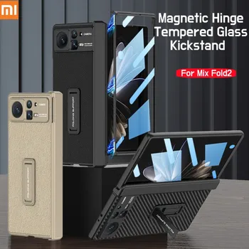 Кожаный Чехол Для телефона Xiaomi Mix Fold 2-5G С Магнитным Шарниром, Полная Оболочка, Противоударная Подставка Для Ног С Передней Стеклянной Пленкой, Новый Funda